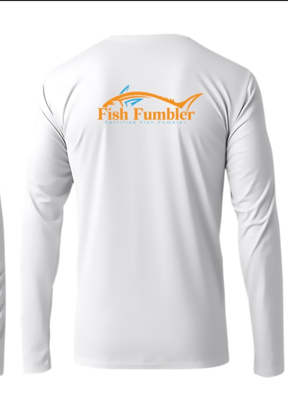 White Long Sleeve Fish Fumbler Shirt