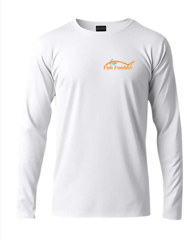 White Long Sleeve Fish Fumbler Shirt