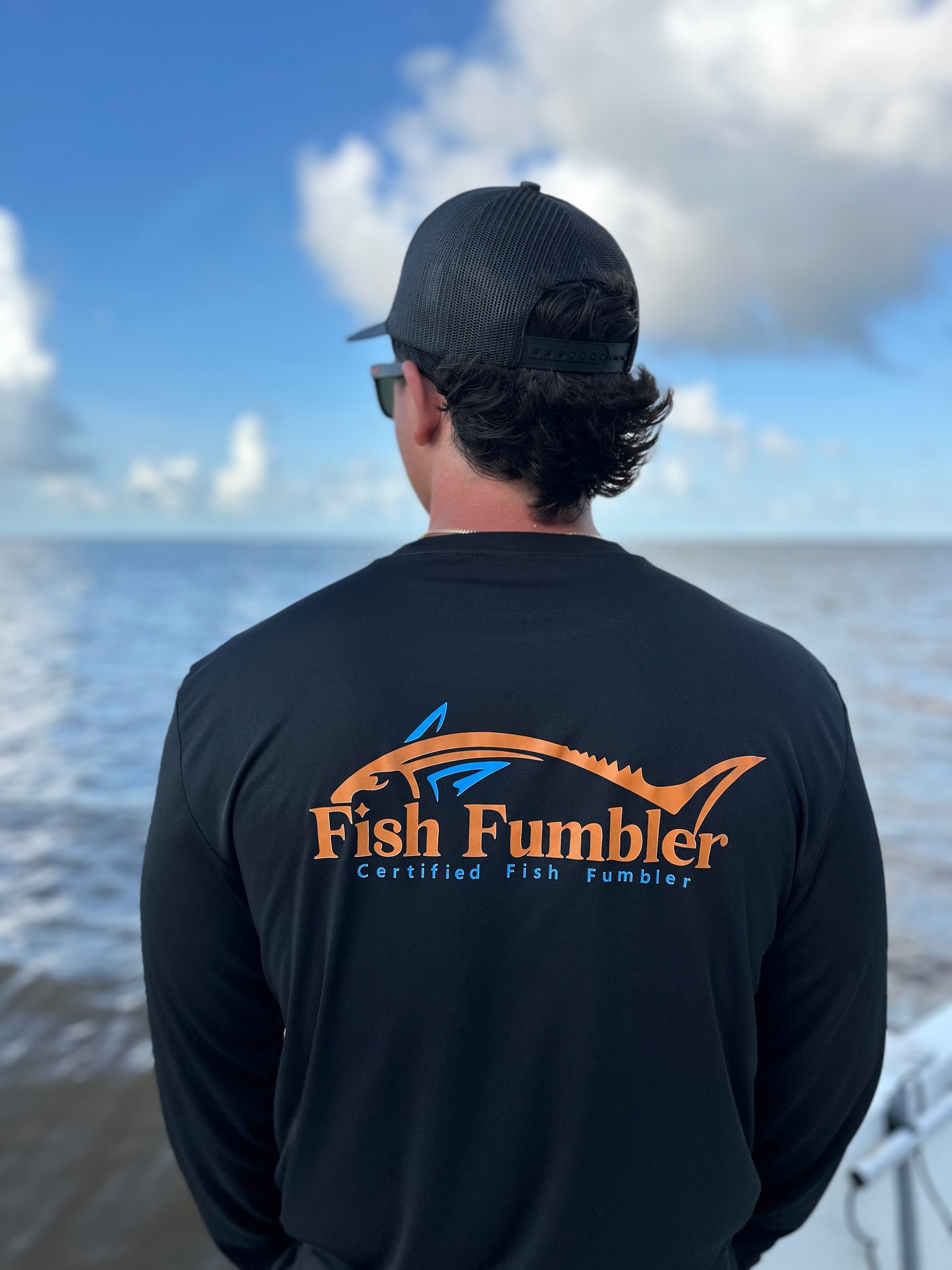 Black Long Sleeve Fish Fumbler Performance Shirt