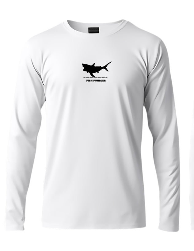 White Performance Shark Fish Fumbler Shirt