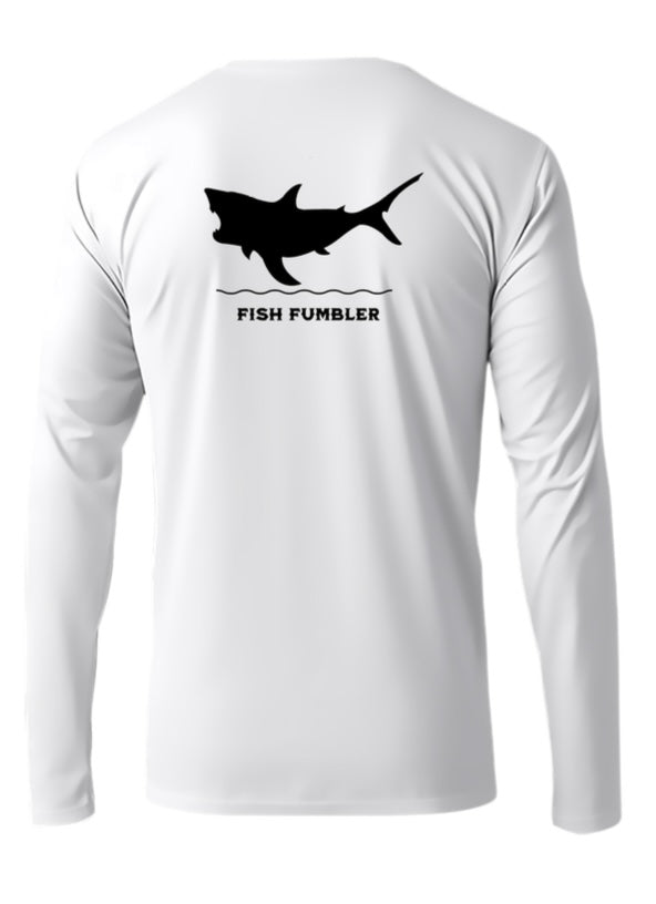 White Performance Shark Fish Fumbler Shirt