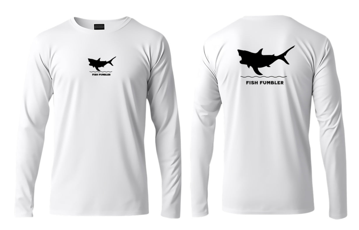 White Performance Shark Fish Fumbler Shirt